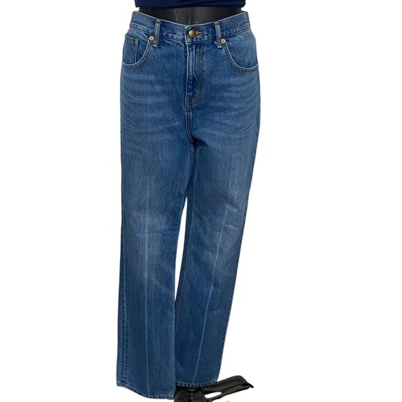 Tory Burch High Waisted Straight Leg Jeans in Blue Size 28 - Picture 1 of 9